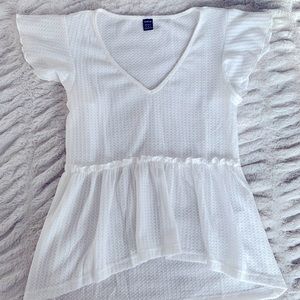 Waffle Knit White Shirt